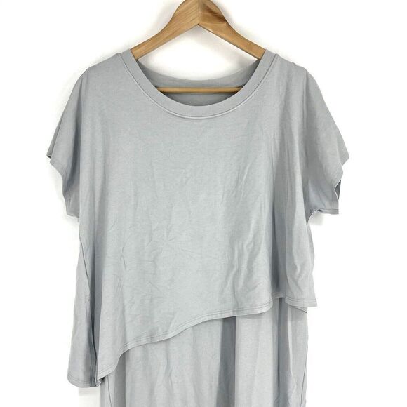 Soft Surroundings T Shirt Dress Size Large Petite Womens Gray Mykonos Layered - Picture 2 of 8